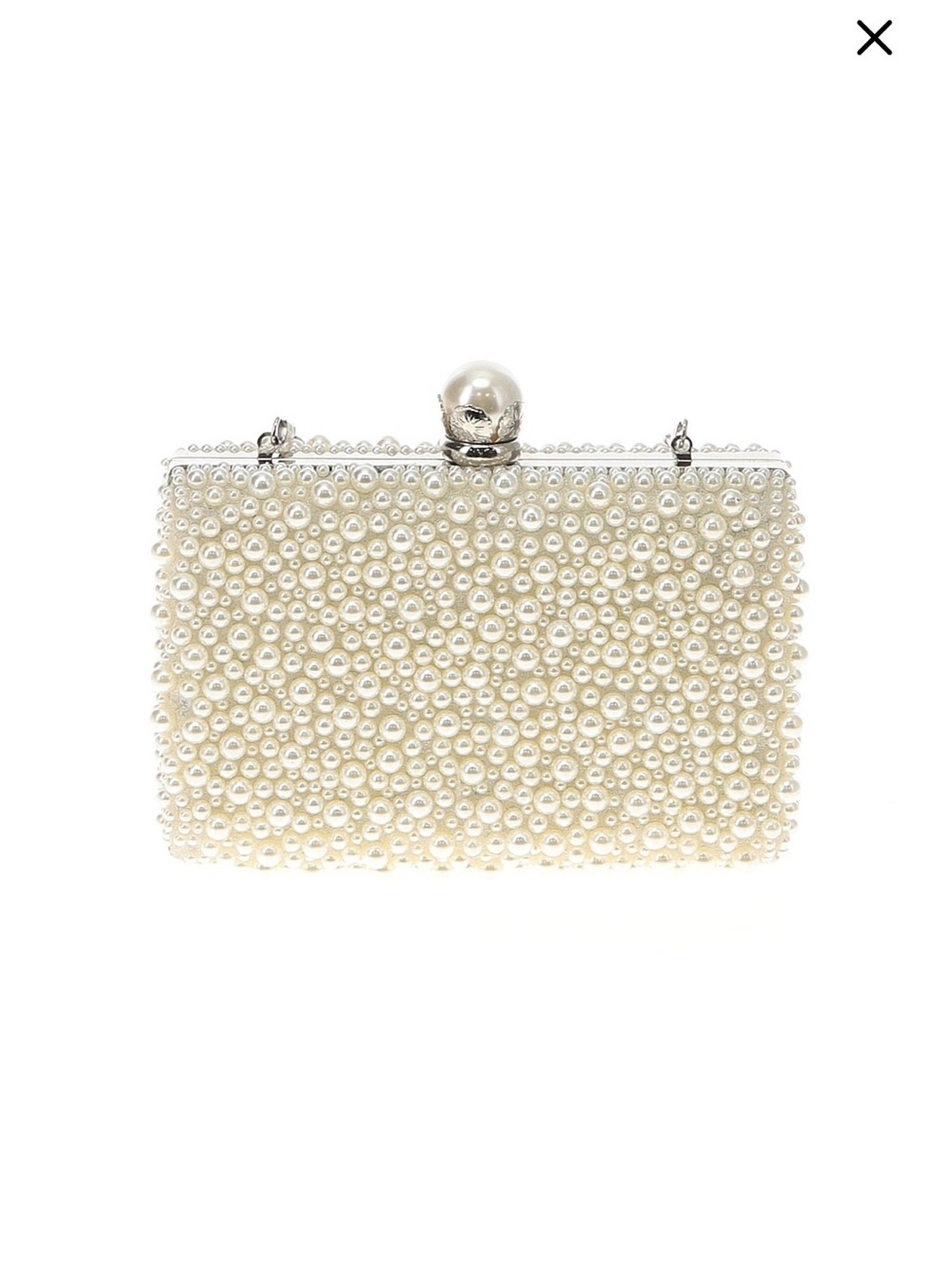 Pearl-Embellished Ivory Evening Clutch